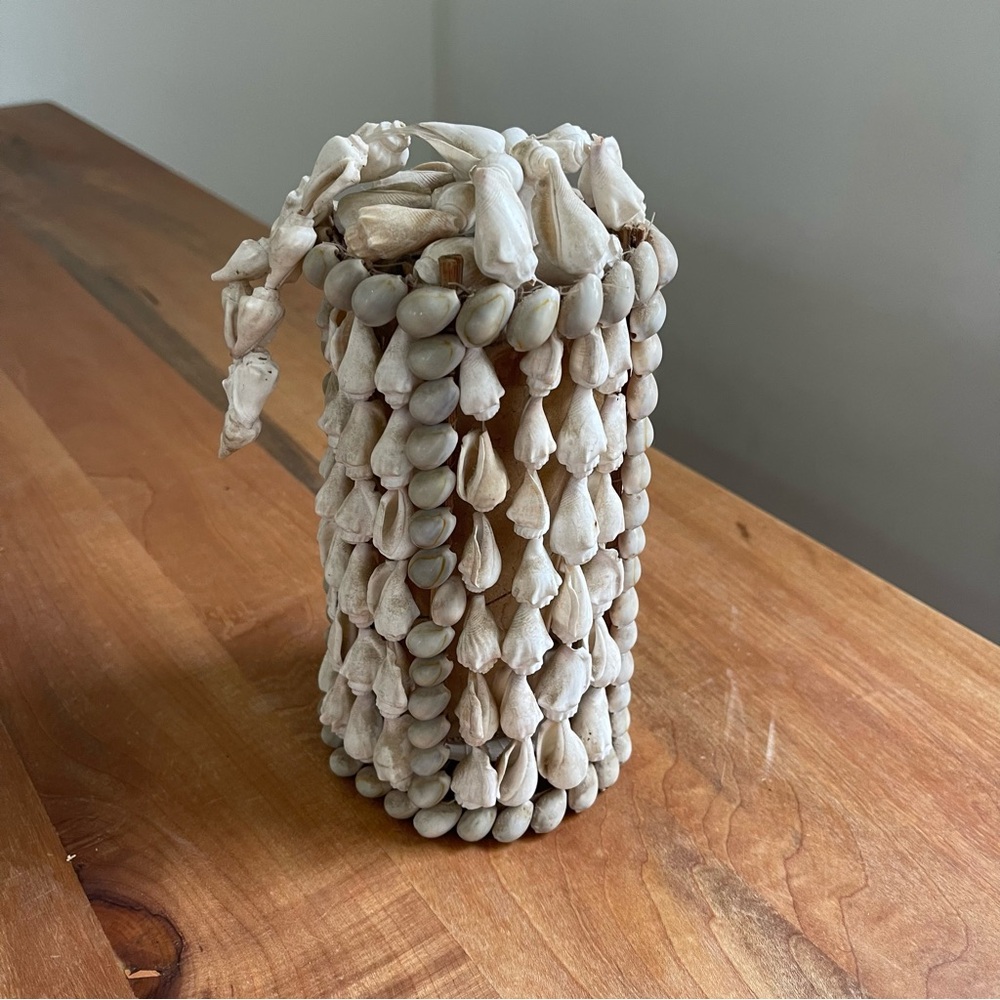 Vintage 70s Handmade Puka Shell Hanging 12" Wind or Door Chime Indoor Outdoor